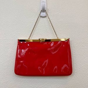 Vintage mid century red lacquer purse clutch